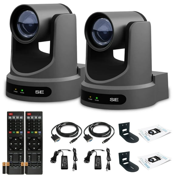 2 x PTZOptics Move SE PTZ Camera with 20x Optical Zoom (Gray) (PT20X-SE-GY-G3) + 2 x Wall Mount