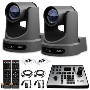 2 x PTZOptics Move SE PTZ Camera with 20x Optical Zoom (Gray) (PT20X-SE-GY-G3) + PT-JOY-G4 Controller