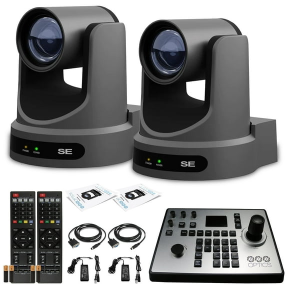 2 x PTZOptics Move SE PTZ Camera with 20x Optical Zoom (Gray) (PT20X-SE-GY-G3) + PT-JOY-G4 Controller