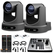 2 x PTZOptics Move SE PTZ Camera with 20x Optical Zoom Gray PT20X-SE-GY-G3 + PT-JOY-G4 Controller