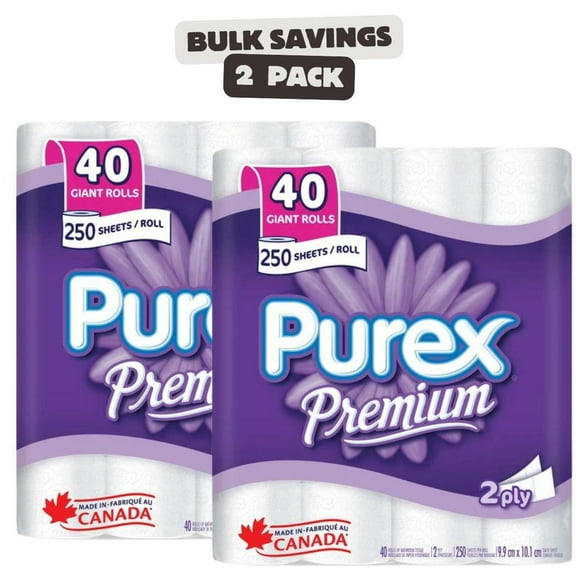 2 x Purex Premium 2-ply Bathroom Tissue, 40 rolls each