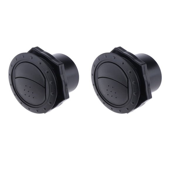 2 x RV Boat Trailer Round Louvered Ventilation Grill Cover Wall Mount Outlet - 60x65mm/2.36x2.55inch - Black