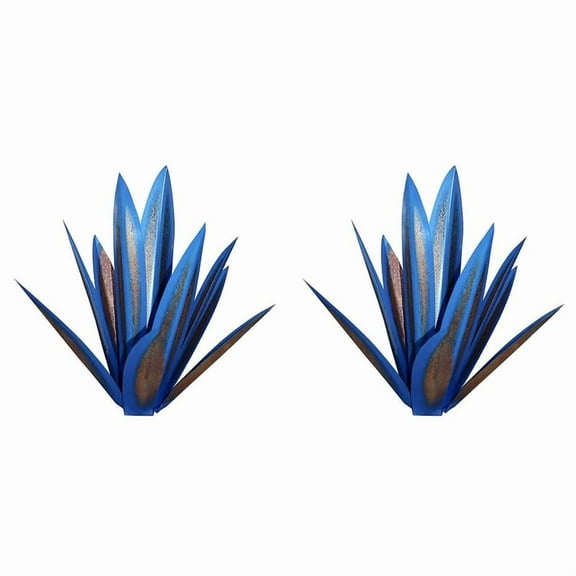 2X Tequila Rustic Sculpture Metal Agave Plant Home Decor Rustic Hand Painted Metal Agave Garden Ornaments Outdoor,27cm
