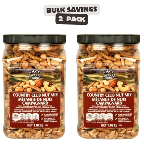 2 x Savanna Orchards Country Club Nut Mix, 36 oz Tubs