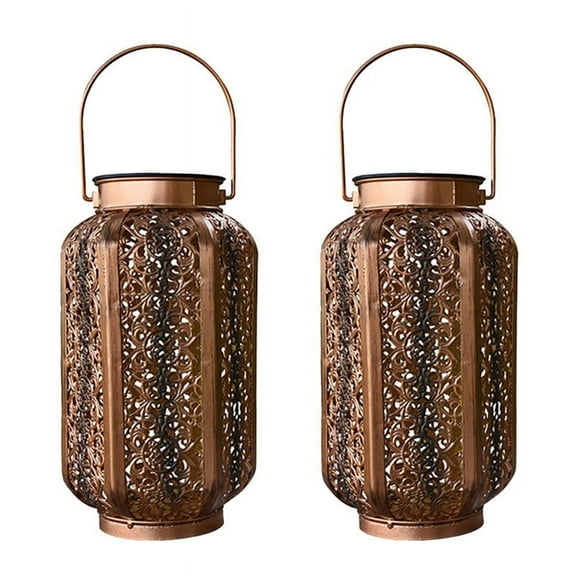2 x Solar Lantern Outdoor-retro copper-colored