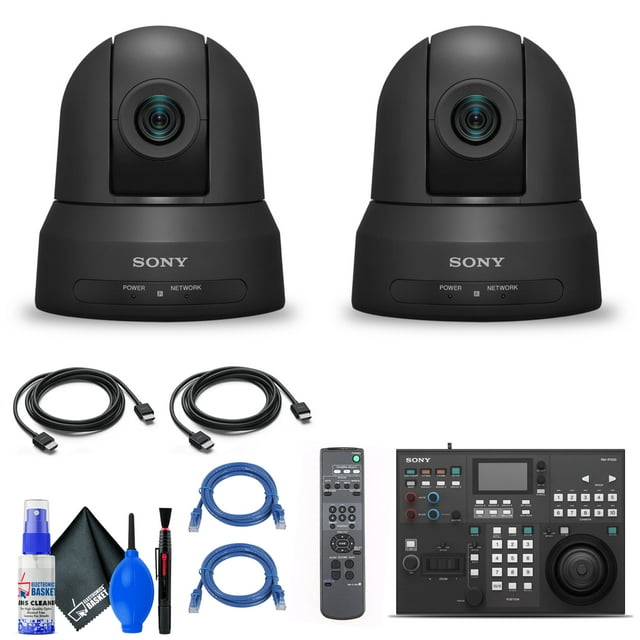2 x Sony SRG-X400 1080p PTZ Camera with HDMI, IP & 3G-SDI Output (Black) (SRG-X400) + Sony RM-IP500/1 Remote Controller + 2 x Ethernet Cable + Cleaning Set + 2 x HDMI Cable - Bundle