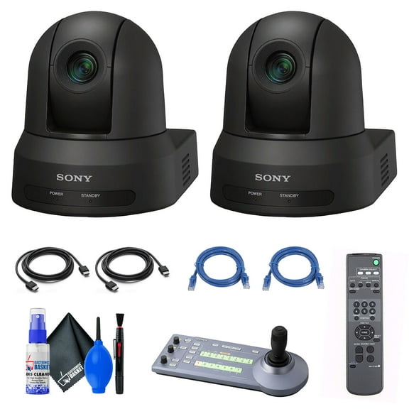 2 x Sony SRG-X40UH 4K/HDMI/USB Optical 40x Zoom PTZ Camera with PoE+ (Black) (SRG-X40UH/B) + Sony RM-IP10 IP Remote Controller + 2 x Cat5e Ethernet Cable + Cleaning Set + 2 x HDMI Cable - Bundle