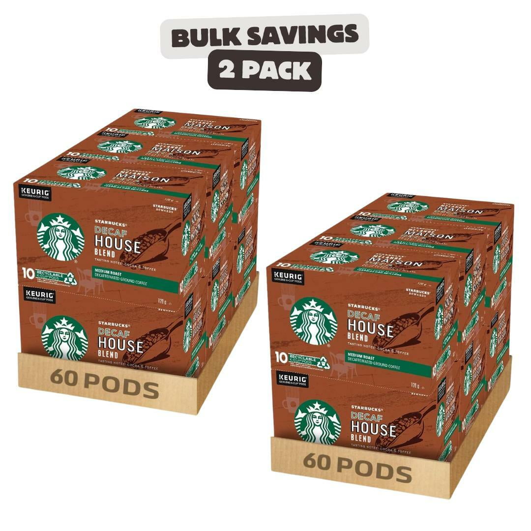 2 x Starbucks House Blend Decaf K-Cups, Single Serve Keurig Compatible Coffee Pods, For Keurig Brewers - 60 Capsules