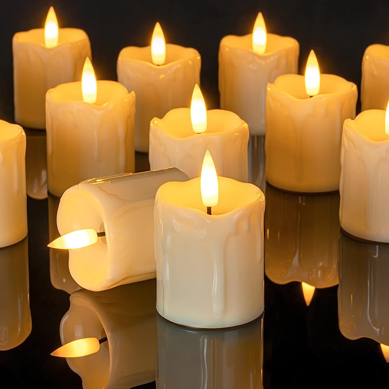 2 x 2 Timer Flickering Flameless Votive Candles Realistic Battery