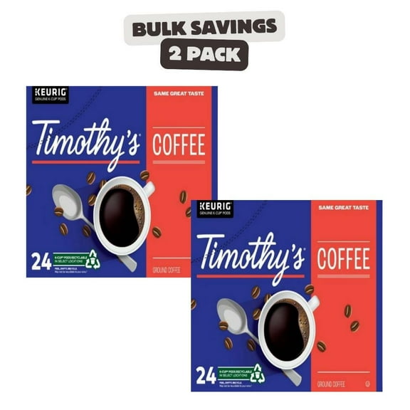 2 x Timothy's Breakfast Blend K-Cup Coffee Pods, 24 Count For Keurig Coffee Makers