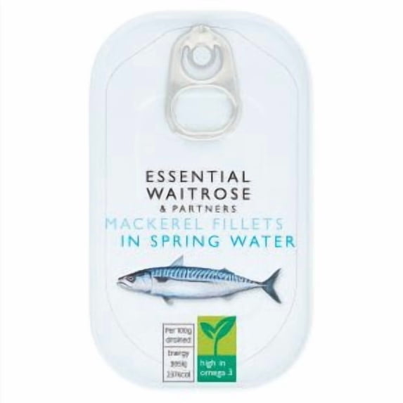 2 x Tins of Waitrose Essential Mackerel Fillets in Spring Water - British Fish Product