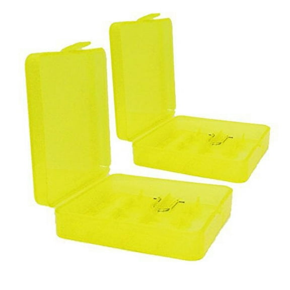2 x Yellow Plastic Protective Storage Case Holder for 4 x 18650 Batteries OR 8 CR123A Batteries