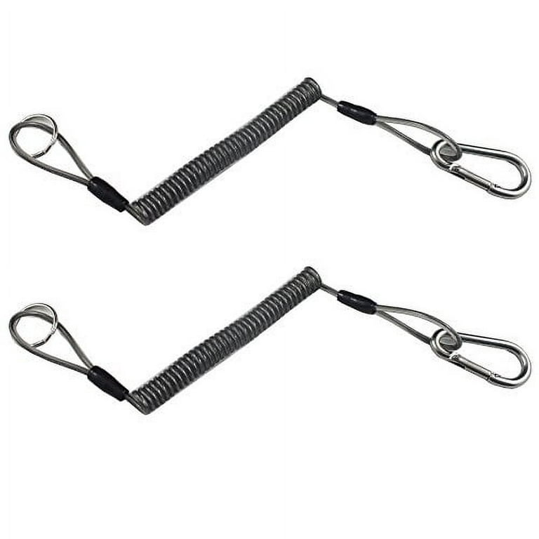 2 x boating kayak camping fishing pliers lanyard coiled tether retractable  steel coil lanyard flexible lanyard fishing tool tether 