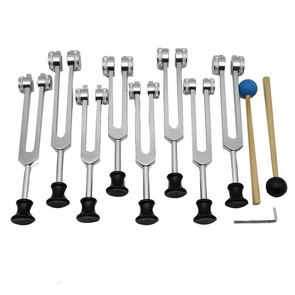 2 x drumsticks(color random and style random, cannot choose the specified color and style) 8 x tuning forks with base-Silver