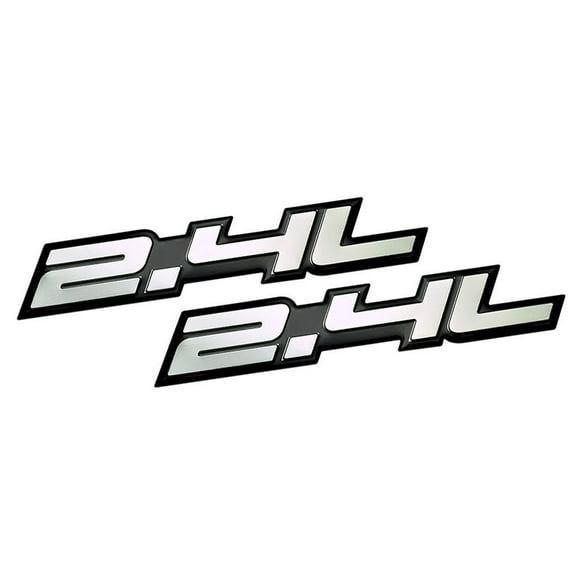 2 x (pair/Set) 2.4L Liter Embossed SILVER on Black Highly Polished Real Aluminum Auto Emblem Badge Nameplate for Saturn Buick Regal Chevrolet Malibu Dodge Dart Caliber Jeep Sport Wrangler Cherokee SUV