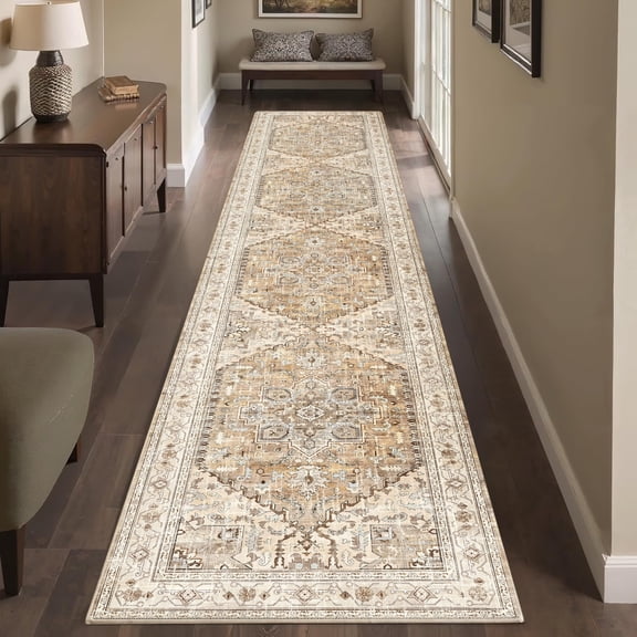 2'x10' Runner Rugs, Yamaziot Vintage Washable Hallway Rug Runner with Rubber Backing, Non-Slip Distressed Carpet Floor Mat for Bedroom, Kitchen, Laundry, Entrance