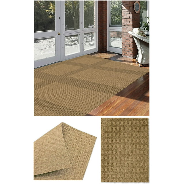 2'x10' Soft and Durable Interlace Indoor - Outdoor Area Rugs Lightweight and Flexible for Easy Cleaning and Transport (Color: Chestnut)