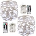 thumbnail image 1 of 2 x10m Battery-operated LED String Light 100 LEDs Timer Function with IP65 Remote Control Waterproof Indoor and Outdoor Decoration for Nol Wedding Party Home Garden (White) White -, 1 of 5