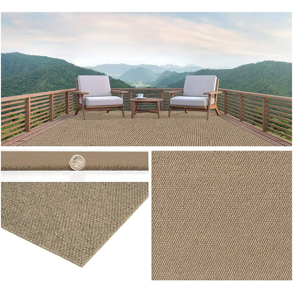 2'x11' Soft Indoor/Outdoor Hobnail Style Area Rugs. Lightweight and Flexible for Easy Cleaning and Transport (Color: Taupe)