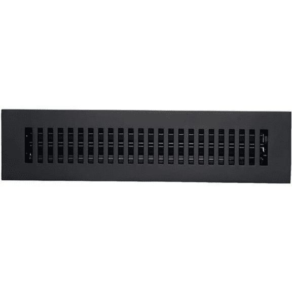 2"x14" (Duct Size) All Metal | Cast Aluminum| Heavy Duty| Walkable| Top faceplate is 4 x 16 Floor Vent Register by Caststo, Color-Textured Black,-No Holes, Model -Rock