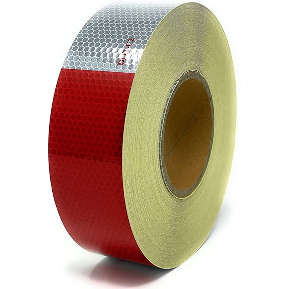 2"x150' roll DOT-C2 PREMIUM Reflective Safety Conspicuity Tape Truck Trailer Boat Horse Trailer Diamond Pattern 7 YR AVERAGE LIFE WATERPROOF, STRONG ADHESIVE! GLASS BEAD PC MATERIAL. 6" Red/6"White