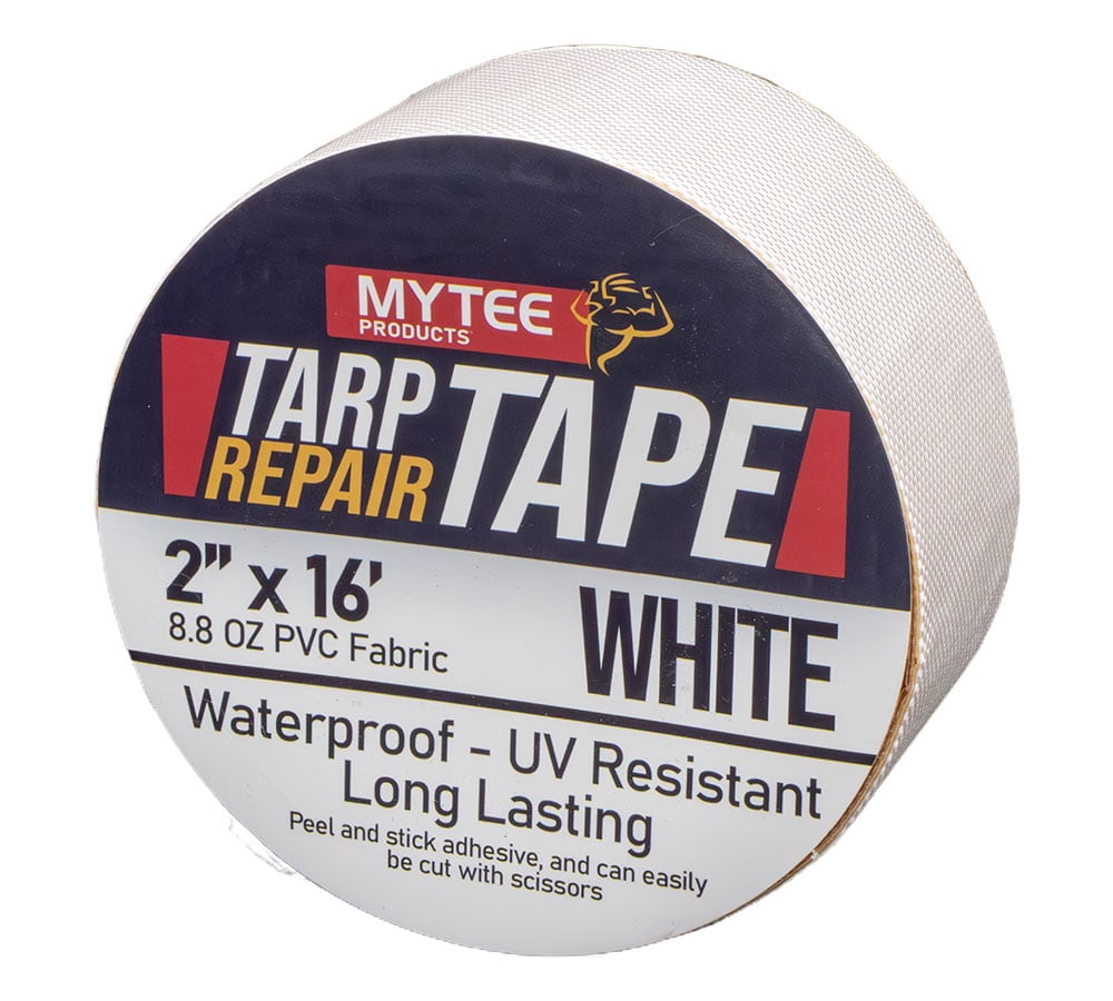 2"x16' White Vinyl Tarp Repair Tape Kit – Heavy Duty 8.8oz Peel & Stick Waterproof Patch for Canvas, Tent, Awning, Boat Cover, RV & Truck Tarps, UV Resistant