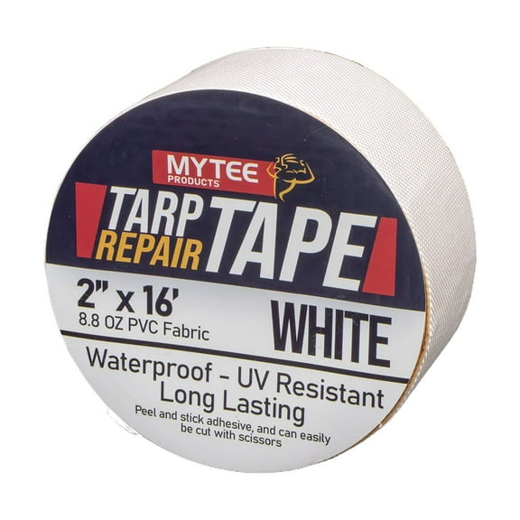 2"x16' White Vinyl Tarp Repair Tape Kit Heavy Duty 8.8oz Peel & Stick Waterproof Patch for Canvas, Tent, Awning, Boat Cover, RV & Truck Tarps, UV Resistant