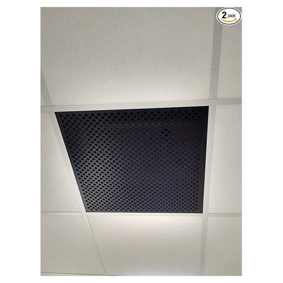 2'x2' Black Plastic Perforated Tile, 2 Pack with 1/2" Holes