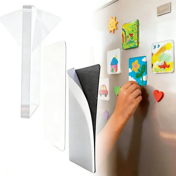 2"x2" Clear Acrylic DIY Fridge Magnets Set with Adhesive Backing – Square Magnetic Photo Frames for Crafts, Kitchen, Classroom, Party & Office Decoration