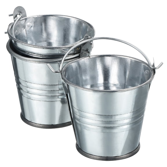 2"x2" Small Metal Bucket Colorful Buckets Cute Candy Tiny Decorative Pails with Handles Bright Silver 3 Pack