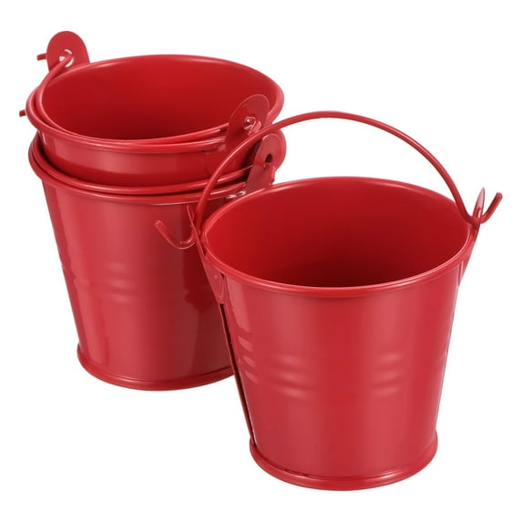 2"x2" Small Metal Bucket Colorful Buckets Cute Candy Tiny Decorative Pails with Handles Red 3 Pack