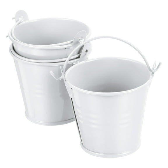 2"x2" Small Metal Bucket Colorful Buckets Cute Candy Tiny Decorative Pails with Handles White 3 Pack