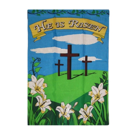 2'x3' Easter Crosses Garden Flag Jesus He Is Risen Resurrection Happy 24x36" 2X3
