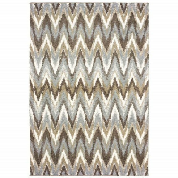 2â€™x3â€™ Gray and Taupe Ikat Pattern Scatter Rug