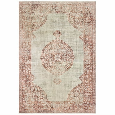 2â€™x3â€™ Ivory and Pink Medallion Scatter Rug
