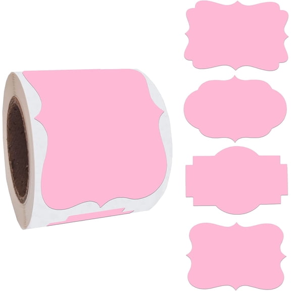 2 x3 Pink Label Stickers, Self-Adhesive Gift Tag Stickers, Write on Blank Labels for Essential Oil Bottles, Gifts, Name Tags, Fancy Shapes 200PCS