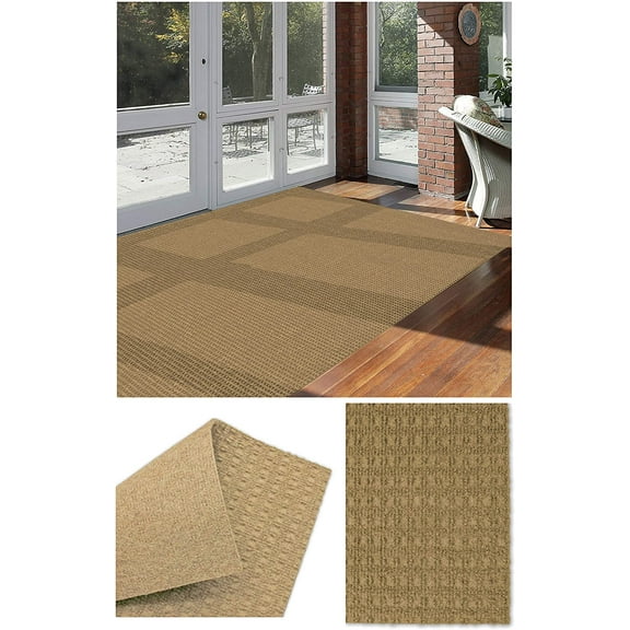 2'x3' Soft and Durable Interlace Indoor - Outdoor Area Rugs Lightweight and Flexible for Easy Cleaning and Transport (Color: Chestnut)