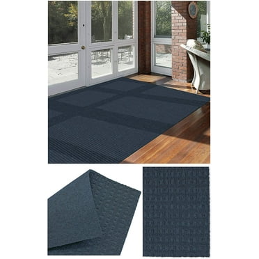 2'x3' Soft and Durable Interlace Indoor - Outdoor Area Rugs Lightweight and Flexible for Easy Cleaning and Transport (Color: Denim)