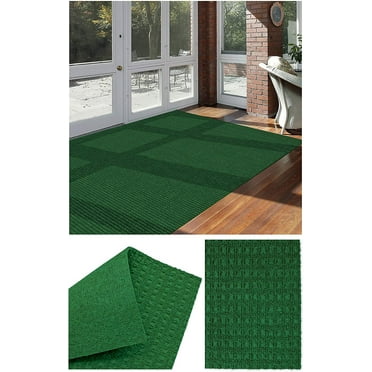 2'x3' Soft and Durable Interlace Indoor - Outdoor Area Rugs Lightweight and Flexible for Easy Cleaning and Transport (Color: Heather Green)