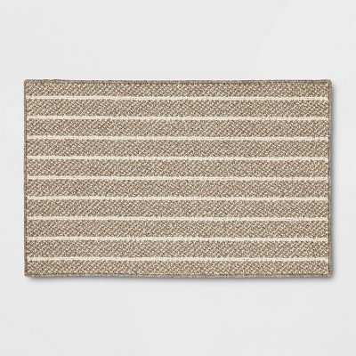 2'x3' Washable Striped Accent Rug Heathered Gray/Brown Almond