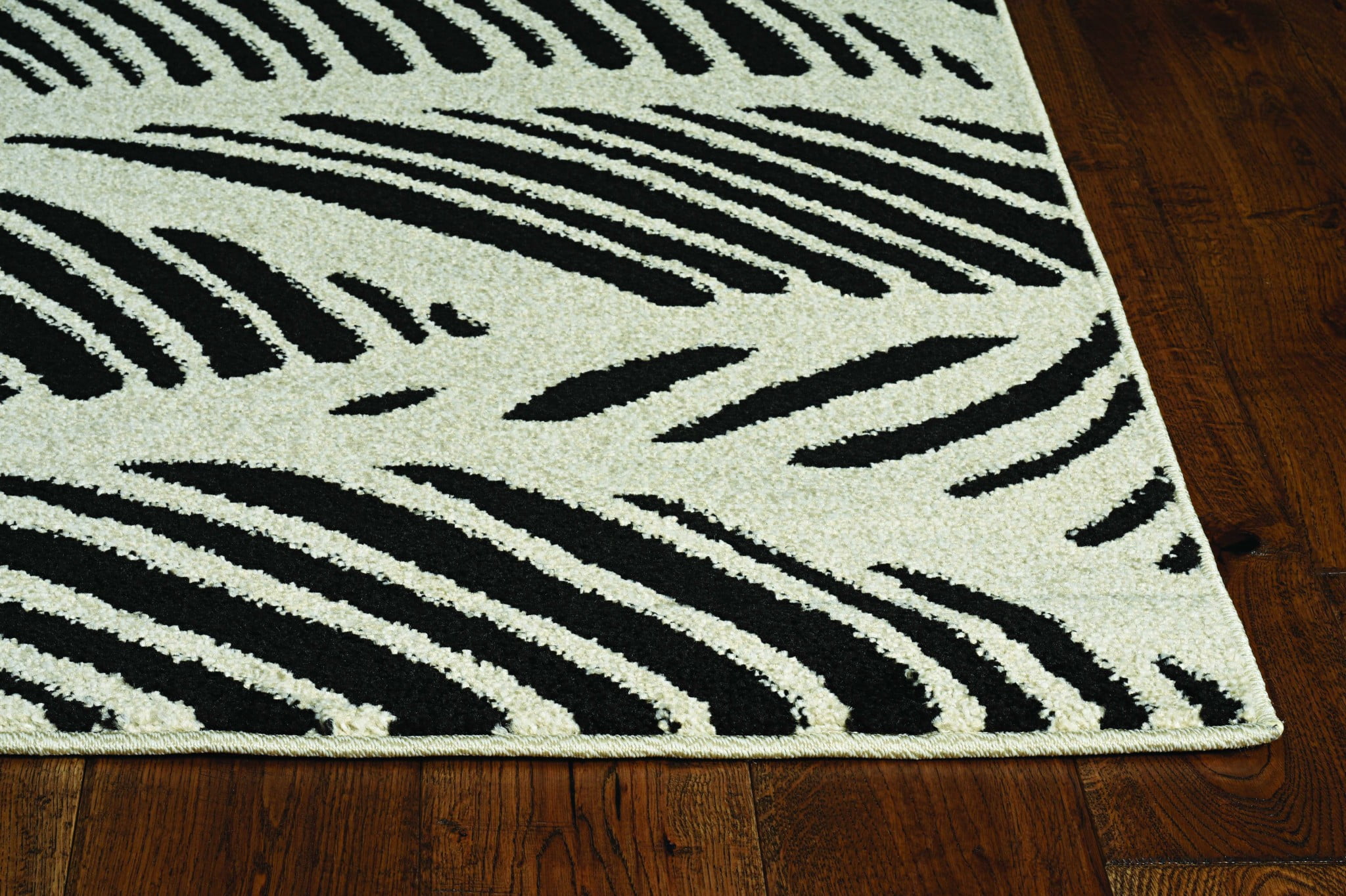 Black and White Tropical Palm Leaves Indoor Outdoor Rug