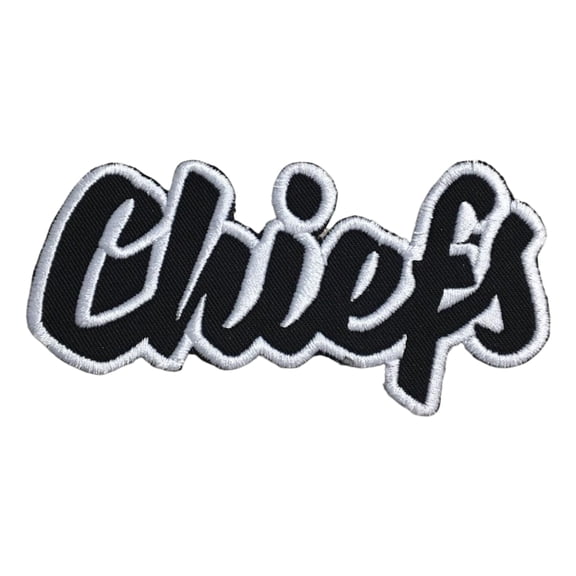(2"x4") Chiefs, Team Spirit, Embroidered, Iron on Patch (Black Twill/White)