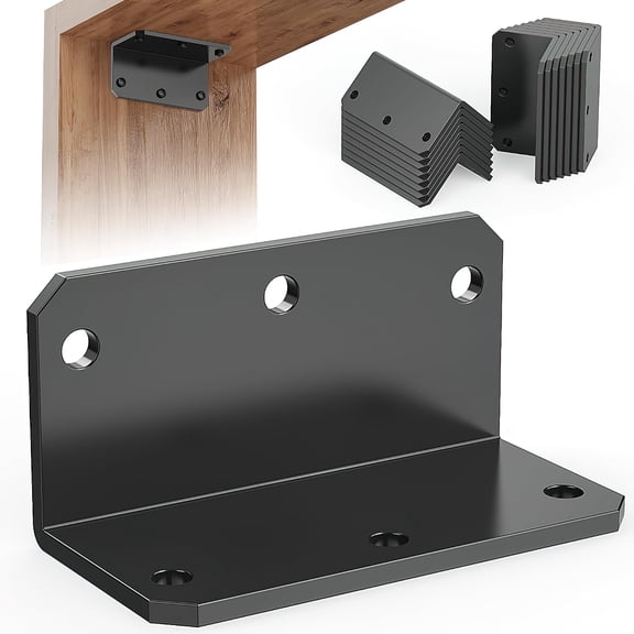 2"x4" Galvanized Corner Brace, 90 Degree Angle Iron Brackets with Holes, Metal Joint Bracket, Heavy Duty Right Angle Bracket for Wood Furniture, Raised Garden Bed Corner Brackets-black-15pcs