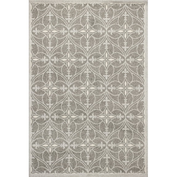2'x4' Grey Machine Woven UV Treated Ogee Indoor Outdoor Accent Rug