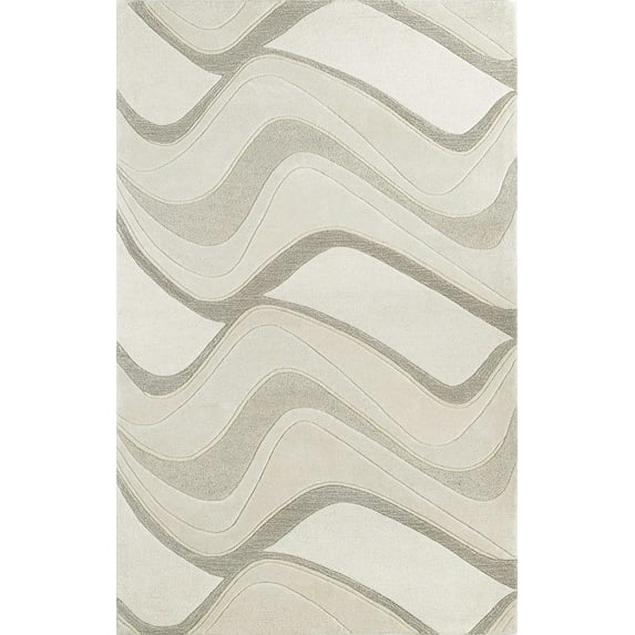 2'x4' Ivory Hand Tufted Abstract Waves Indoor Accent Rug