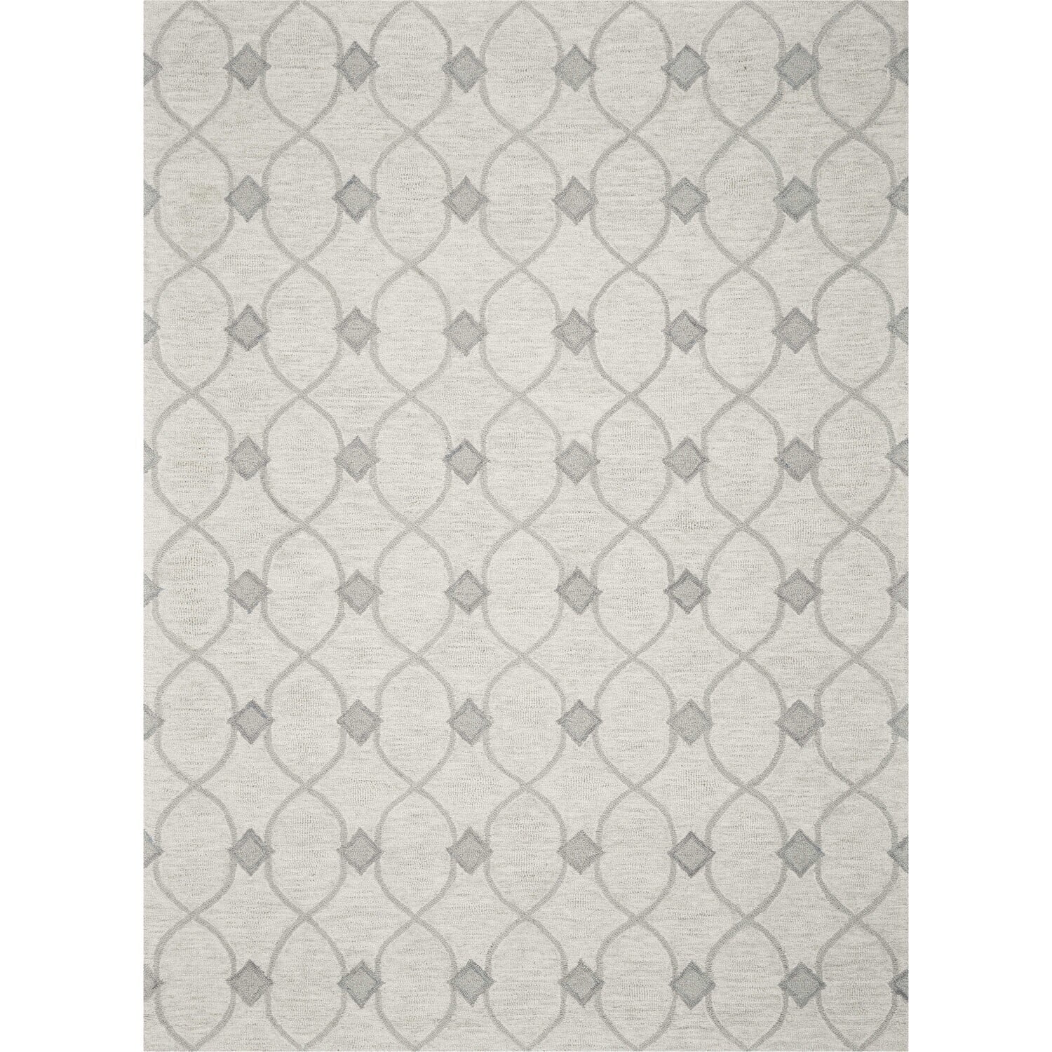 Ivory and Gray Tufted Wool Rectangular Rug