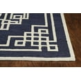 thumbnail image 1 of 2'x4' Navy Blue Ivory Hand Tufted Greek Key Medallion Indoor Accent Rug, 1 of 3