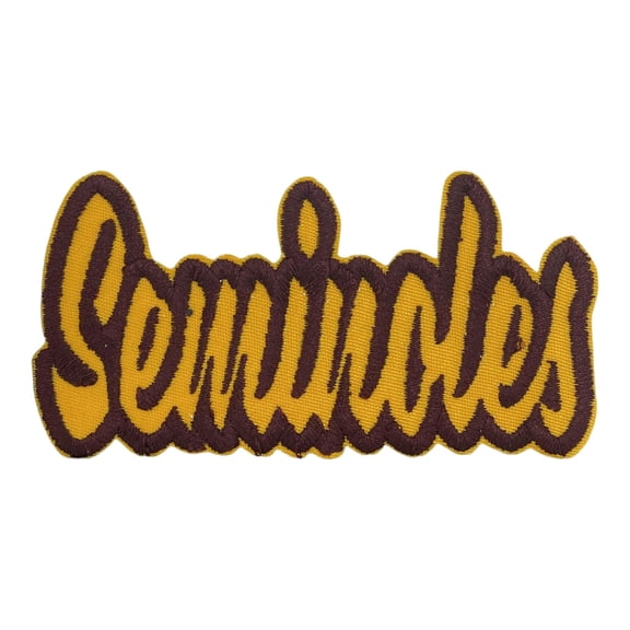 (2"x4") Seminoles Embroidered Iron on Patch (Gold Twill/Maroon Outline)