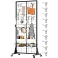 thumbnail image 1 of 2'x5.5' Ft Gridwall Panel Display Stands Heavy Duty Floor Standing Retail Display Rack with Triangle Base for Retail Art Show With 10 Hooks, 1 of 5