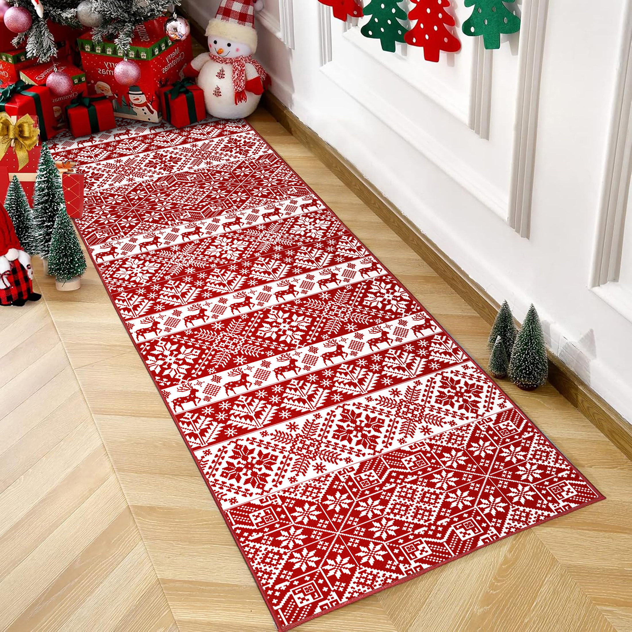BERTHMEER 2'x6' Christmas Runner Rugs Indoor for Hallway Kitchen